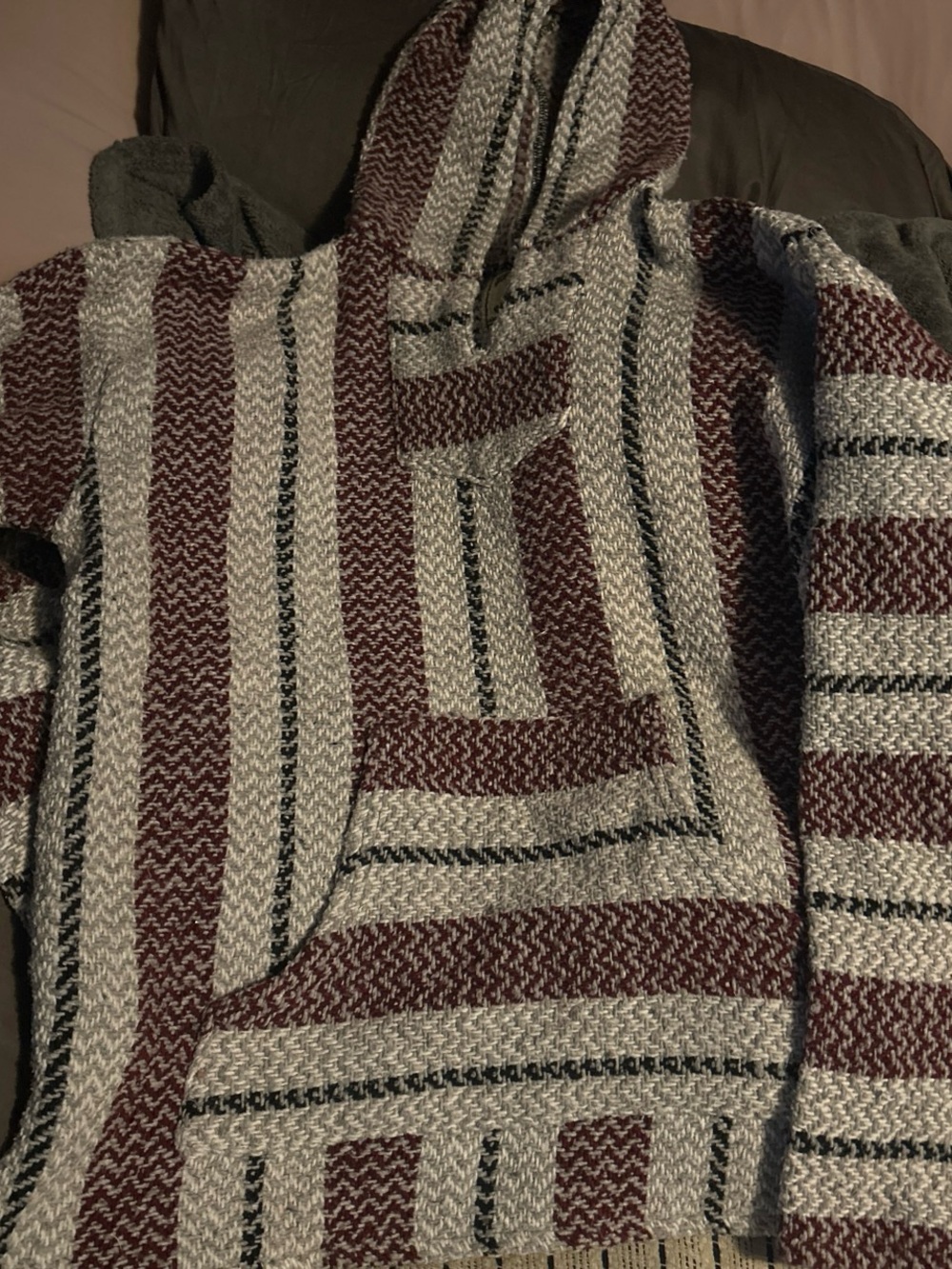 Striped Baja Hoodie in Burgundy, Cream & Black
